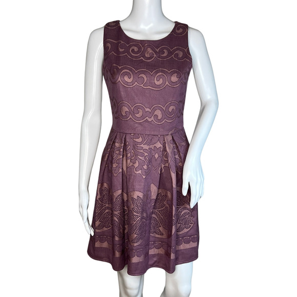 Altar'd State Dresses & Skirts - Altar'd State Dress Womens Small Purple Plum Scroll Print‎ Fit & Flare Feminine